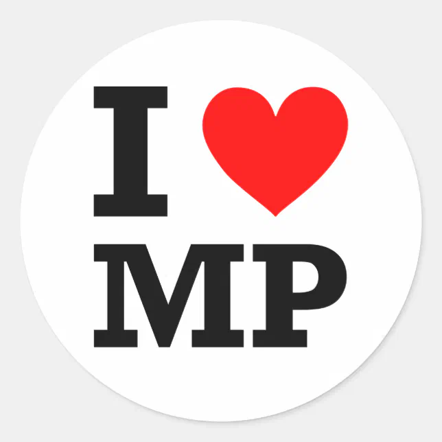 I Love MP Design Classic Round Sticker | Zazzle
