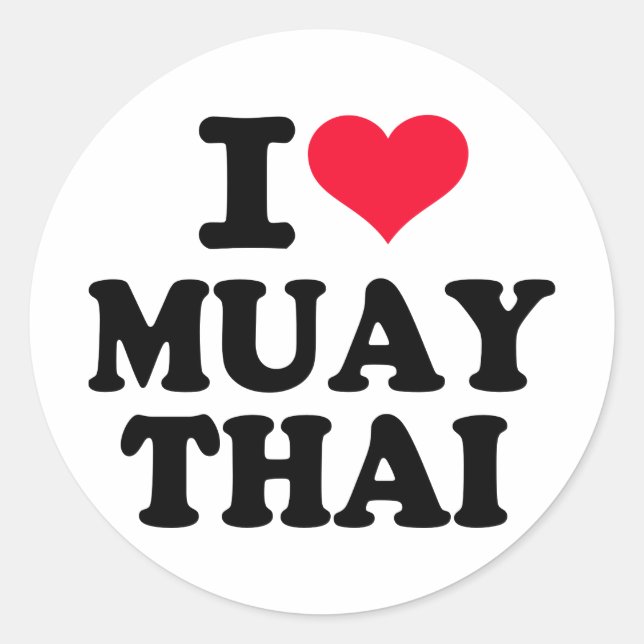 I love Muay Thai Classic Round Sticker (Front)