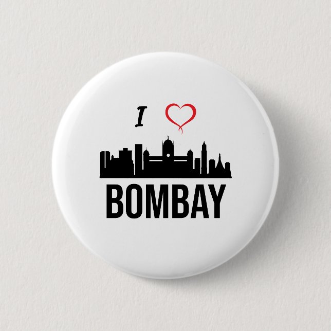I love Mumbai or Bombay India Button (Front)