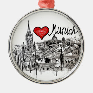 I love Munich Metal Ornament