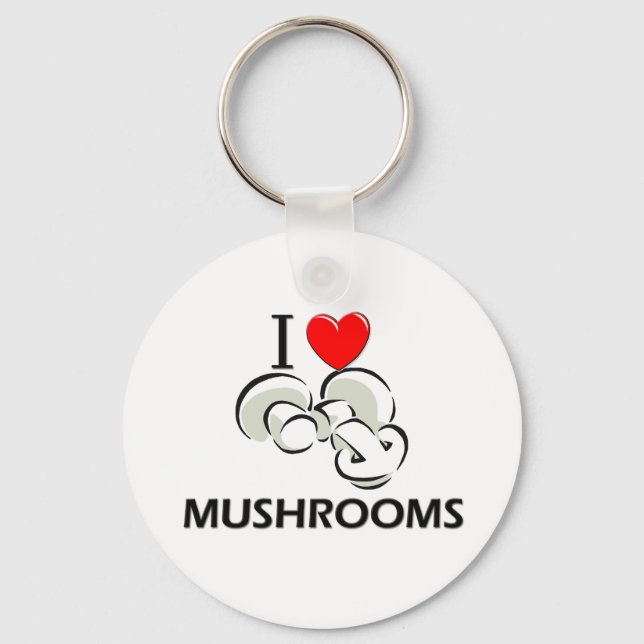 I Love Mushrooms Keychain (Front)