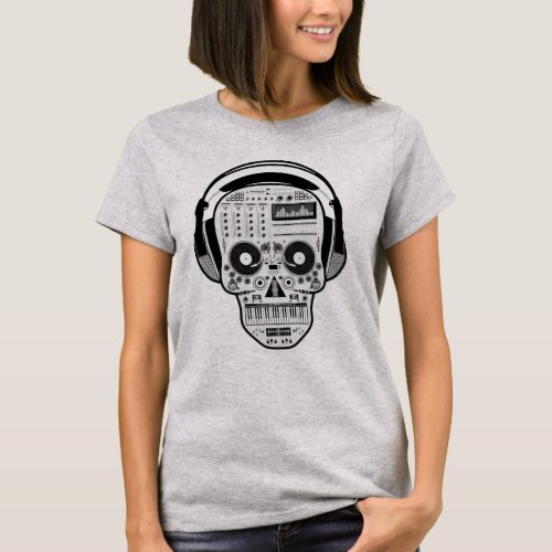 I LOVE MUSIC _ Audiophile Skull With Headphones T_Shirt