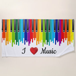 I Love Music Beach Towel