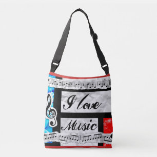"I Love Music" Beautiful Artsy Music Tote Bag