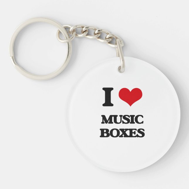 I Love Music Boxes Keychain (Front)