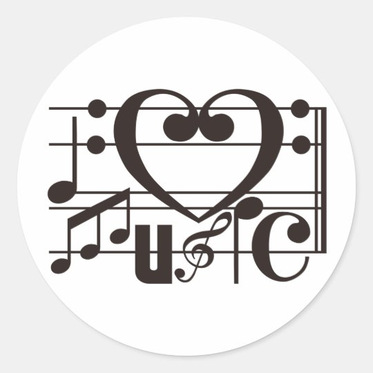 I LOVE MUSIC CLASSIC ROUND STICKER