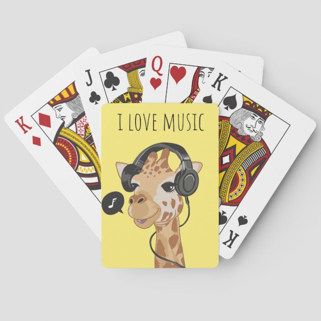 I Love Music Giraffe Poker Cards (Back)