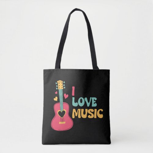 I love music guitar design tote bag