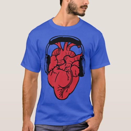 I Love Music Headset Anatomic Heart by Tobe Fonsec T_Shirt