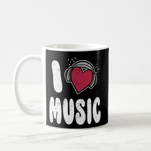 I Love Music Heart Headphones Novelty Coffee Mug