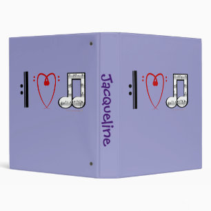 I Love Music (I Heart Notes) Custom Name Template Binder