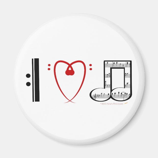 I Love Music (I heart notes) Magnet (Front)