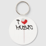 I Love Music Keychain at Zazzle