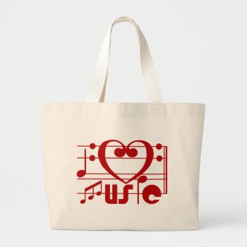 I Love Music Large Tote Bag by auraclover at Zazzle