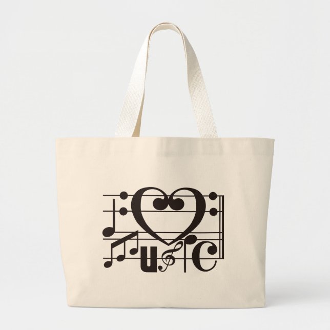I LOVE MUSIC LARGE TOTE BAG (Front)