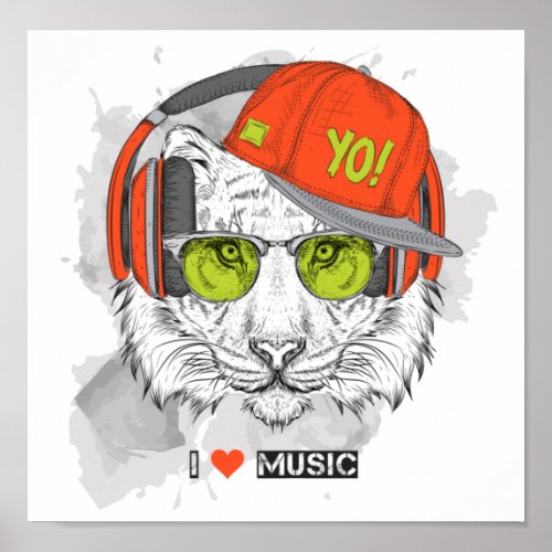 I love Music Lion Poster