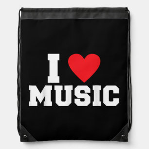 I love Music Lover Drawstring Bag
