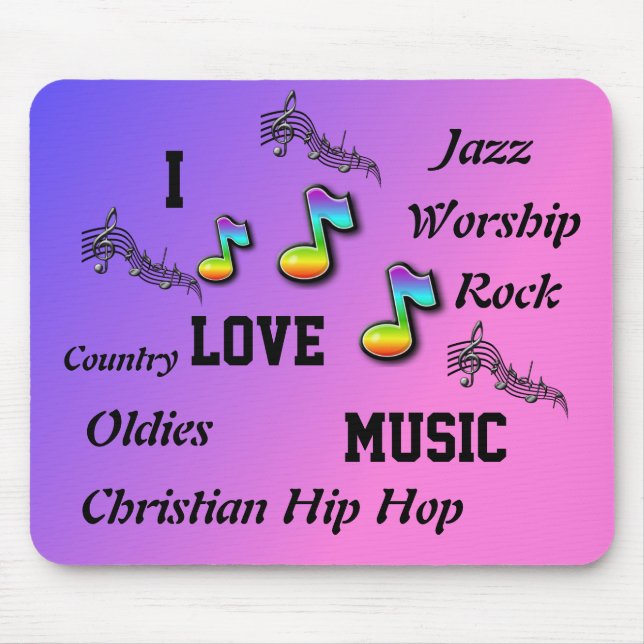 I LOVE MUSIC MOUSEPAD (Front)