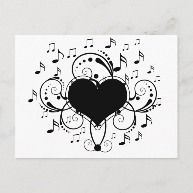 I love music notes heart black and white (Front)