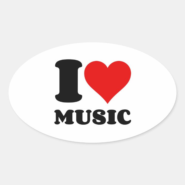 I love Music Oval Sticker (Front)