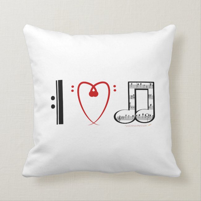 I Love Music Pillow Gift for Musician Home Decor