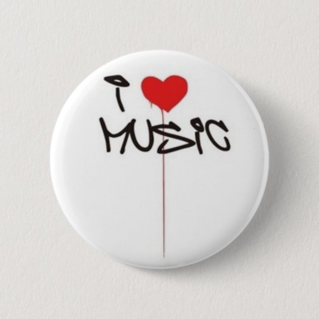 I Love Music Pinback Button (Front)