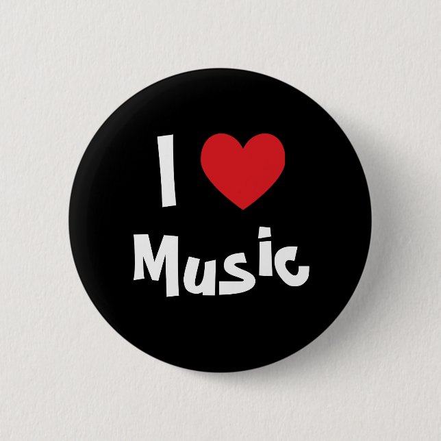 I Love Music Pinback Button (Front)