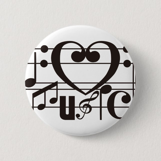 I LOVE MUSIC PINBACK BUTTON (Front)
