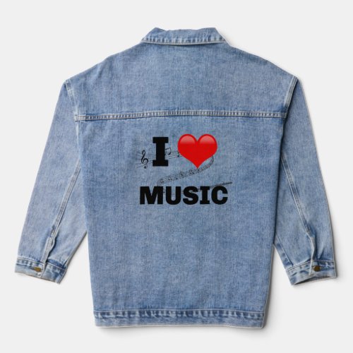 I Love Music popular design Denim Jacket