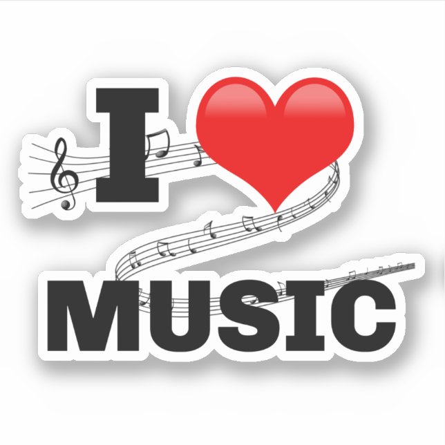 I Love Music, popular design Sticker (Front)