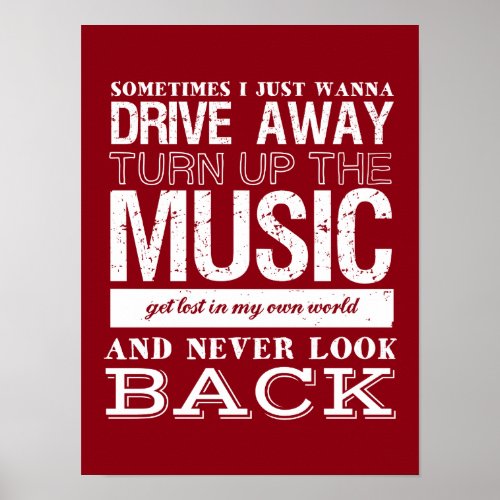 I Love Music Quotes Poster Freedom and Escape