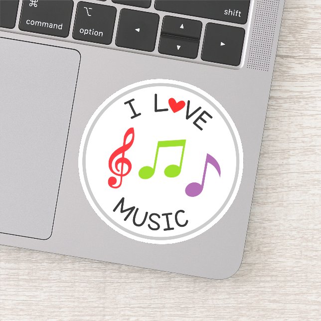 I Love Music School Die Cut Sticker Decal (Detail)