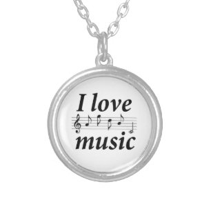 I love music silver plated necklace