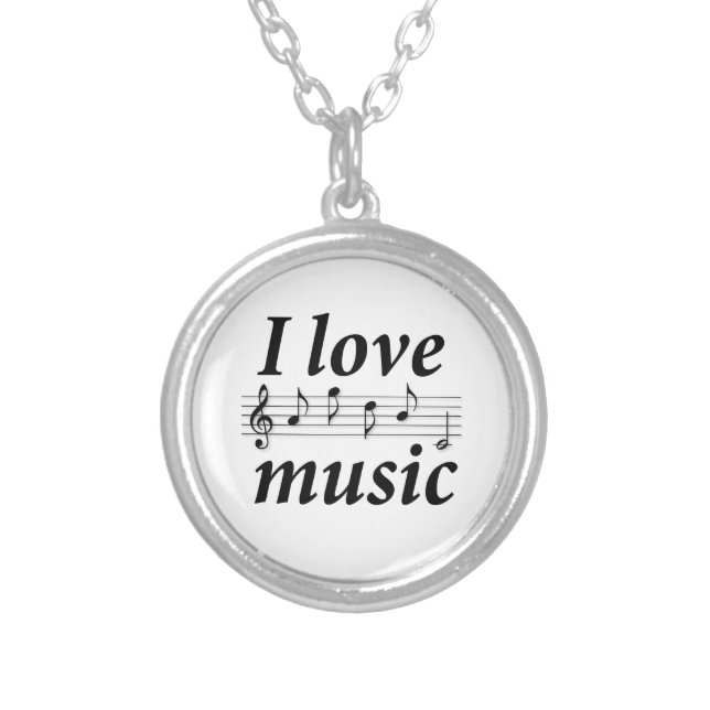 I love music silver plated necklace (Front)