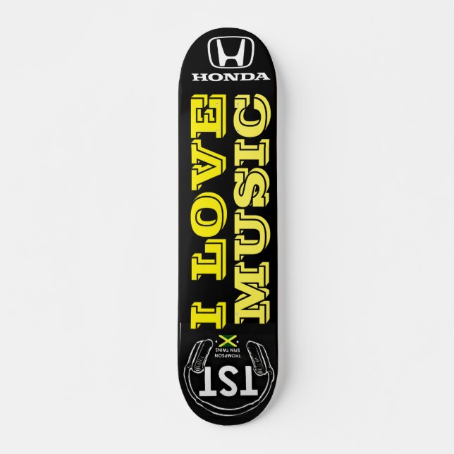 I LOVE MUSIC Skateboard, 7¾" Deck (Front)