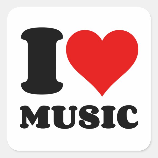 I love Music Square Sticker (Front)