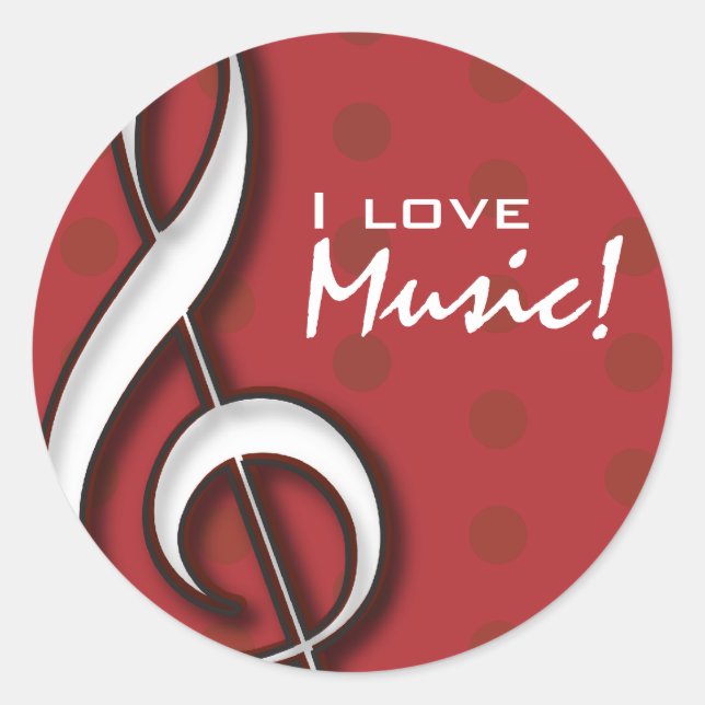 I Love Music Sticker with customizable text (Front)