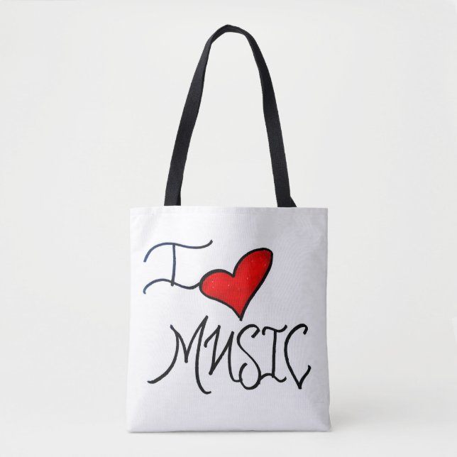 I Love Music Tote Bag (Front)