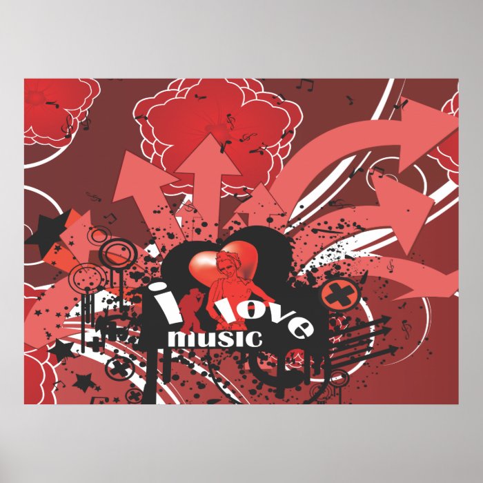 i love music urban vector art poster