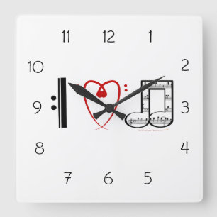 I Love Music Wall Clock Gift for Music Lovers