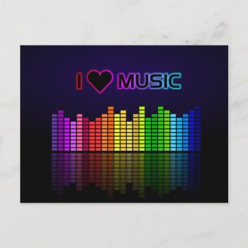 I Love Music With Equilizer Postcard by StillImages at Zazzle