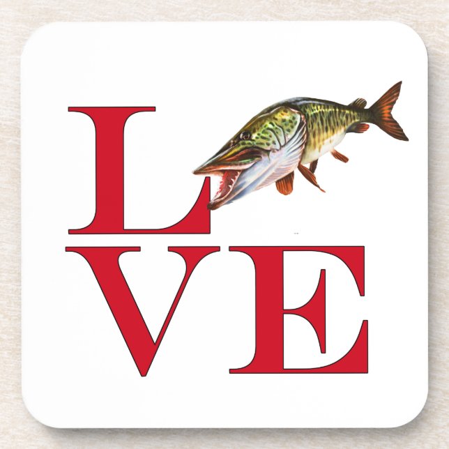 I Love Muskie Beverage Coaster (Front)