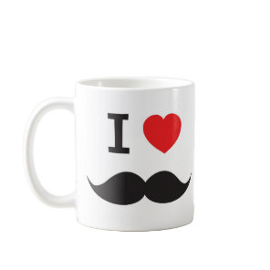 I Love Mustache Coffee Mug