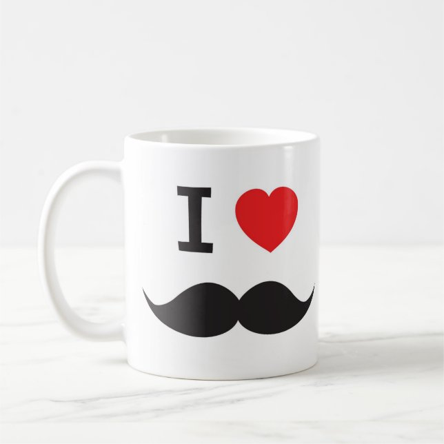 I Love Mustache Coffee Mug (Left)