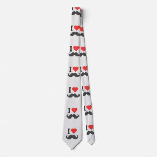 I Love Mustache in Knitting Motif Style Tie
