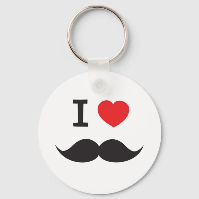 I Love Mustache Keychain (Front)