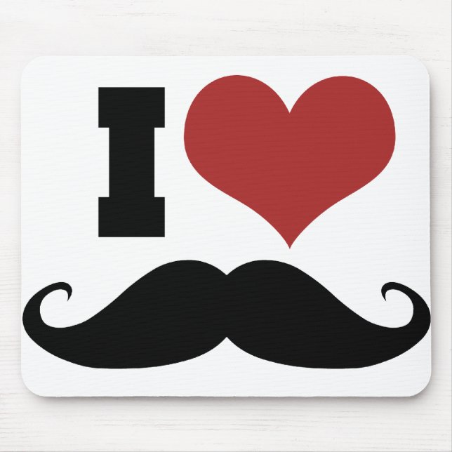 I Love Mustache Mouse Pad (Front)