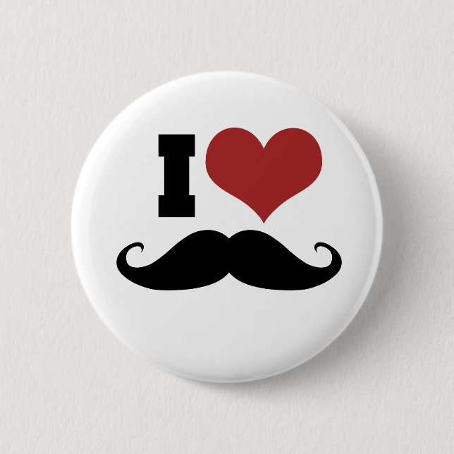 I Love Mustache Pinback Button (Front)