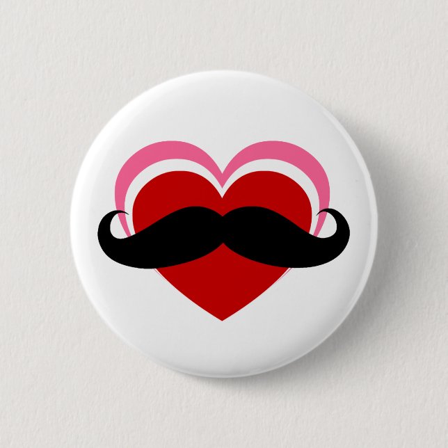 I LOVE MUSTACHE PINBACK BUTTON (Front)