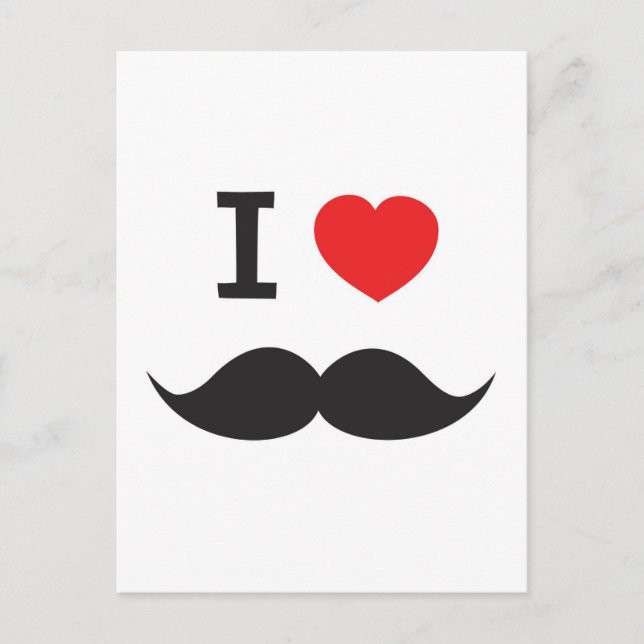 I Love Mustache Postcard (Front)